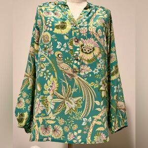 Spartina 449 Teal Floral Blouse